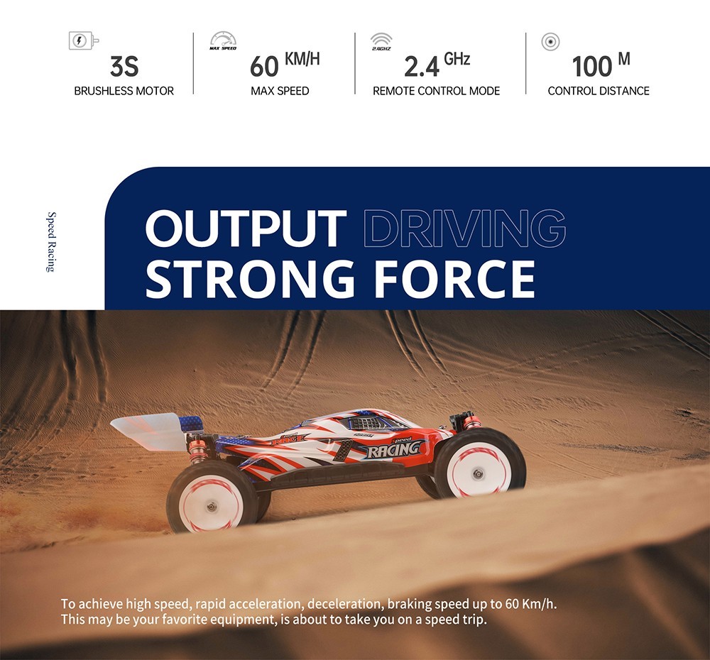Wltoys 124008 RC Racing Car 60km/h 1300mAh - 1 Battery