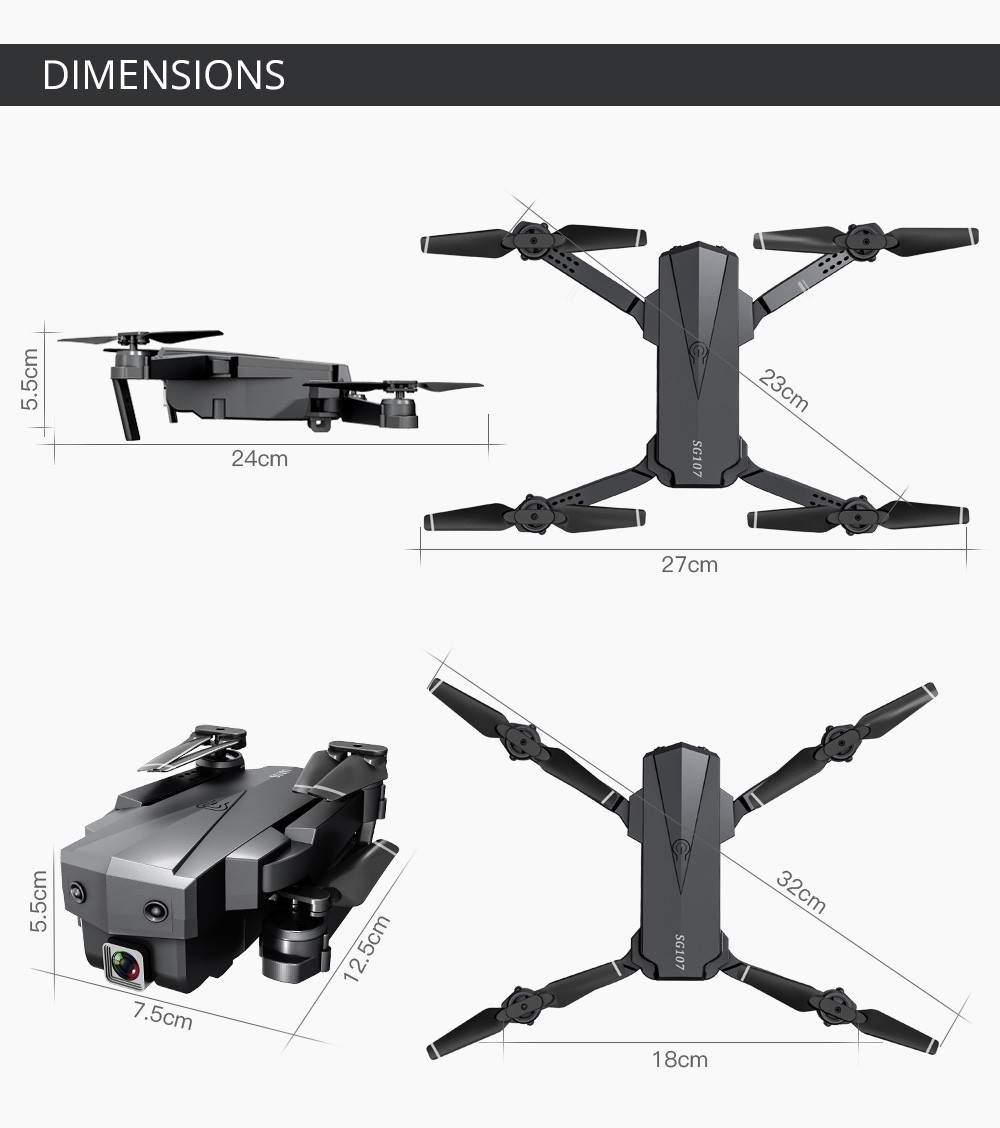 ZLL SG107 RC Drone Dual 4K Camera 600mAh Battery + 1200mAh Battery