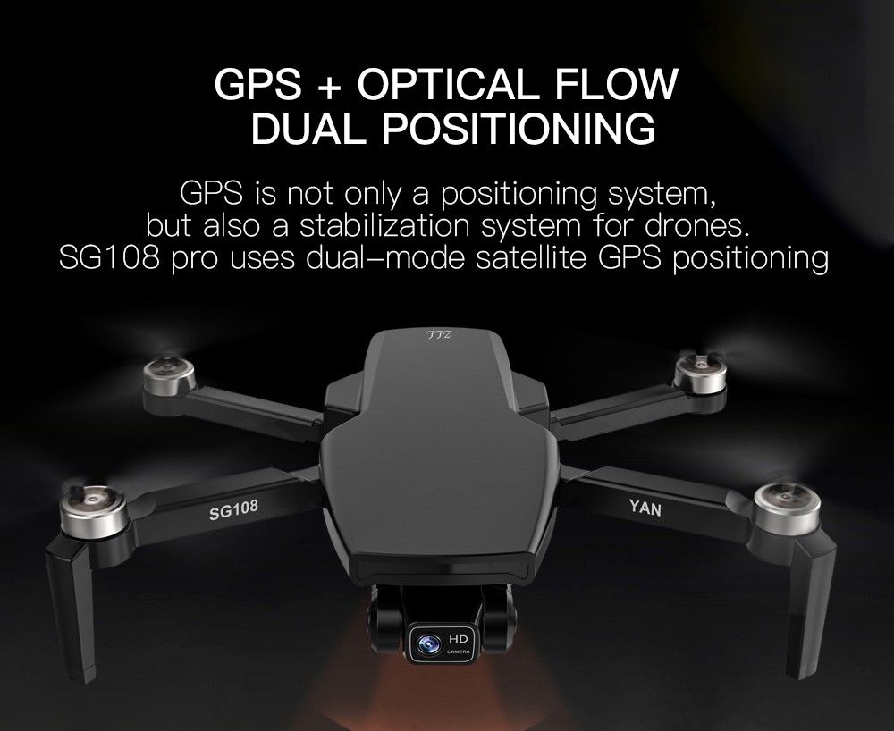 ZLL SG108 Pro RC Drone, 2-axis Anti-shake Gimbal, Dual Camera, APP Control, GPS/GLONASS Double Mode 2 Batteries - Black