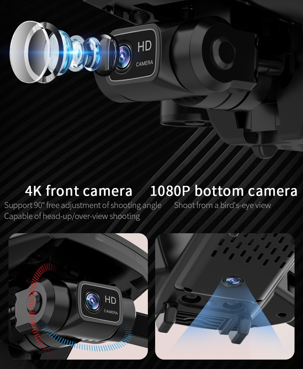 ZLL SG108 Pro RC Drone, 2-axis Anti-shake Gimbal, Dual Camera, APP Control, GPS/GLONASS Double Mode 2 Batteries - Black