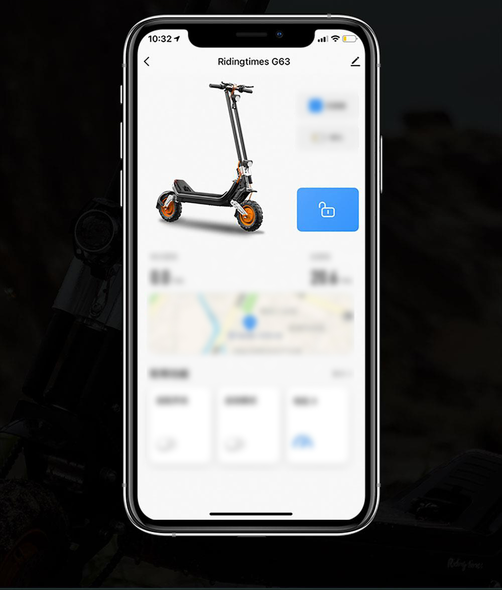 G63 Electric Scooter 11 Inch Pneumatic Off-road Tires 1200W*2 Dual Motors 48V 20Ah Battery 34.2MPH Max Speed 31Miles Range Tuya APP Control Removable Battery Black
