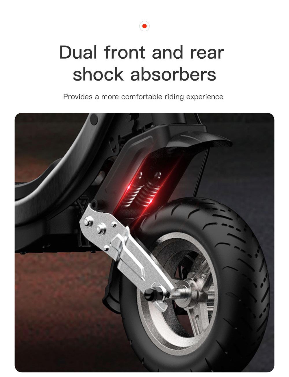 G63 Electric Scooter 1200W Single Motor 48V 15Ah Battery 50Km/h Max Speed 50KM Range 11 Inch Pneumatic Tires Tuya APP Control Removable Battery Black