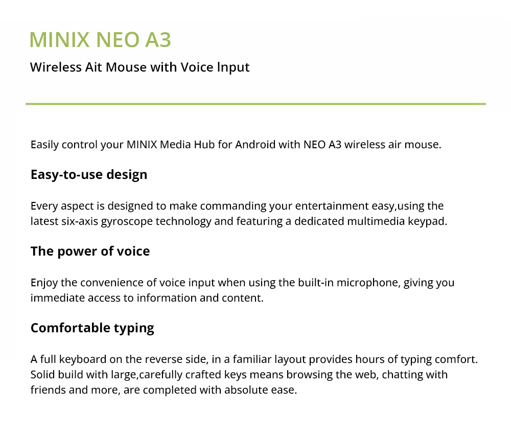 MINIX A3 2.4G Wireless Air Mouse, Hebrew Version, QWERTY Keyboard for Android