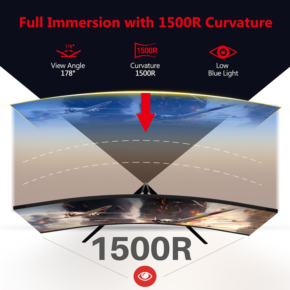 Z-Edge UG27P 27'' Curved Gaming Monitor 1920x1080 240Hz, AMD Freesync Premium Display Port HDMI Built-in Speakers