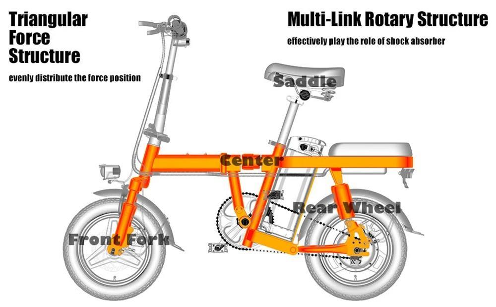 ENGWE T14 Folding Electric Bicycle 14 Inch Tire 250W Brushless Motor 48V 10Ah Battery 25km/h Max Speed - Blue