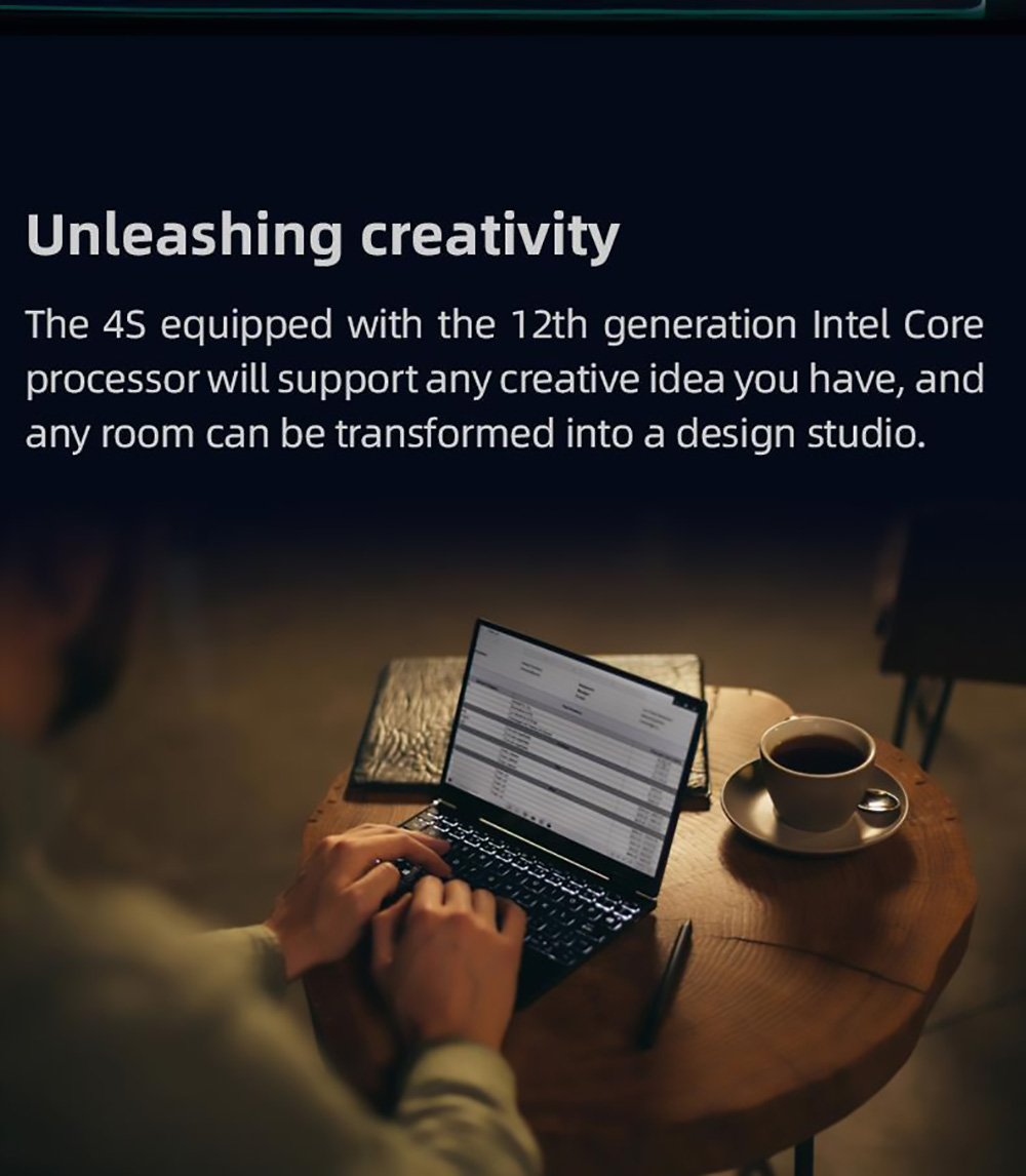 One Netbook 4S Platinum 2 in 1 Laptop Intel Core i3-1110G4 Processor, 16GB LPDDR5 1TB ROM 10.1'' 2.5K LTPS Full Display - EU Plug