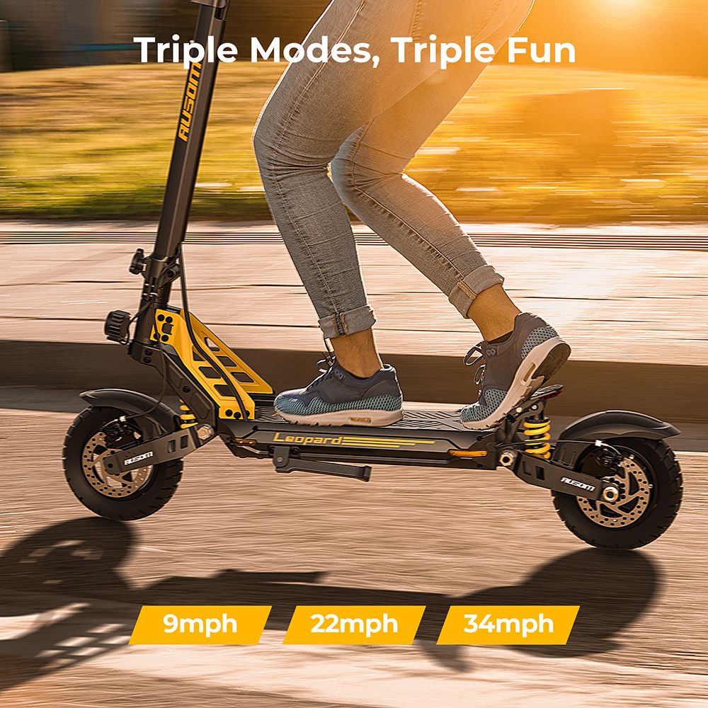 Ausom Leopard Off-Road Electric Scooter, 1000W Motor 34mph Max Speed 20.8Ah Battery 52 Miles Range, with LCD Display and Detachable Seat