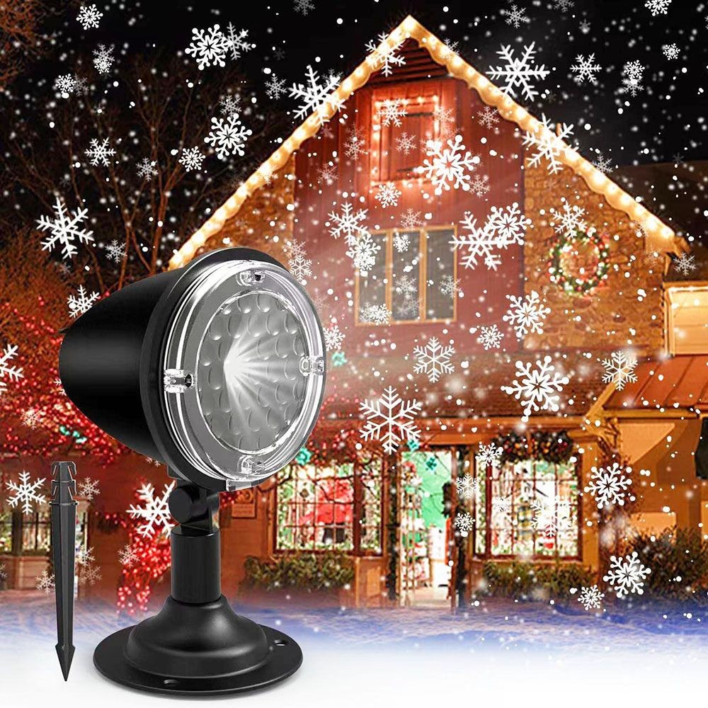 2pcs Christmas Snowfall Projector Lights, Dynamic LED Garden Snowflake Lights, IP65 Waterproof, for Halloween Holiday Wedding Party Decoration - EU Plug