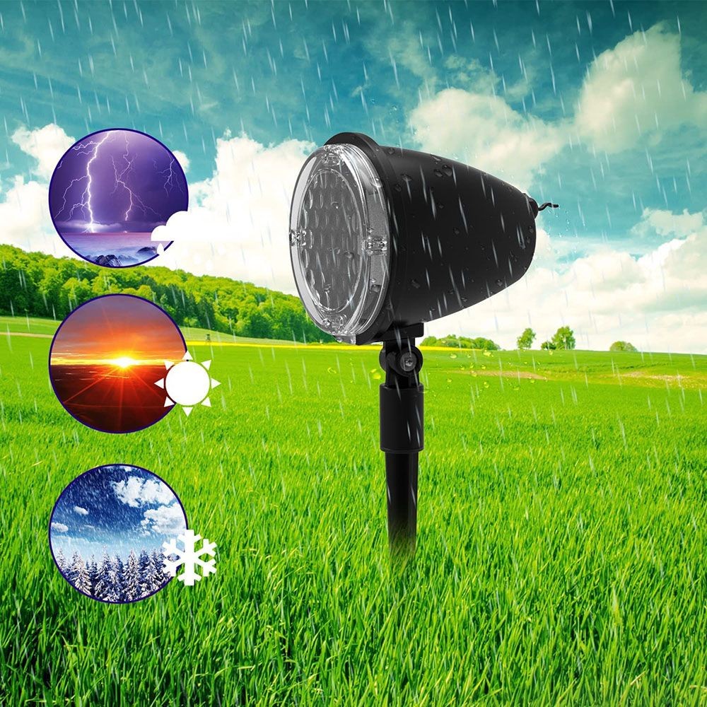 2pcs Christmas Snowfall Projector Lights, Dynamic LED Garden Snowflake Lights, IP65 Waterproof, for Halloween Holiday Wedding Party Decoration - EU Plug