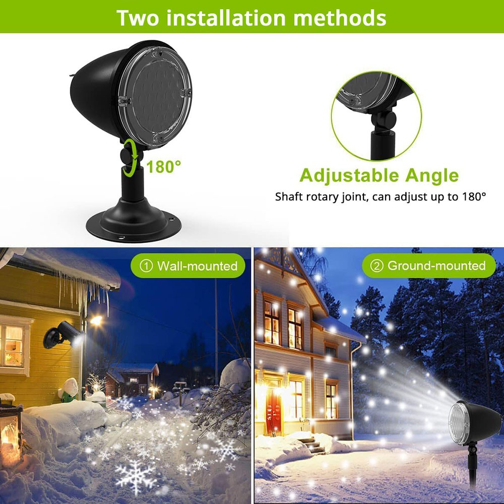 2pcs Christmas Snowfall Projector Lights, Dynamic LED Garden Snowflake Lights, IP65 Waterproof, for Halloween Holiday Wedding Party Decoration