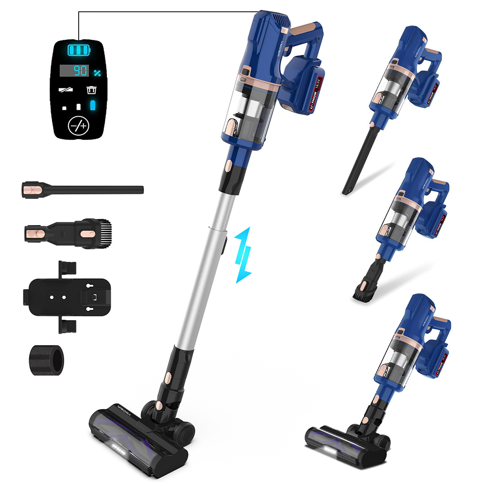 YISORA V110 Battery Handheld Cordless Vacuum Cleaner 265W 25000Pa Strong Suction Power LED Display for Carpets Pet Hair - Blue