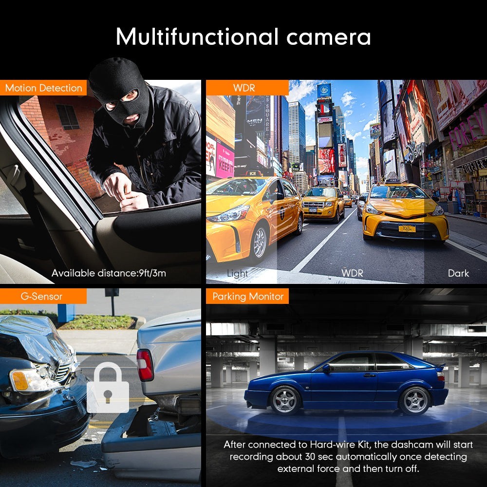AZDOME GS63H 4K Dash Cam Built-in Wi-Fi & GPS 24HR Recording - 64G TF Card
