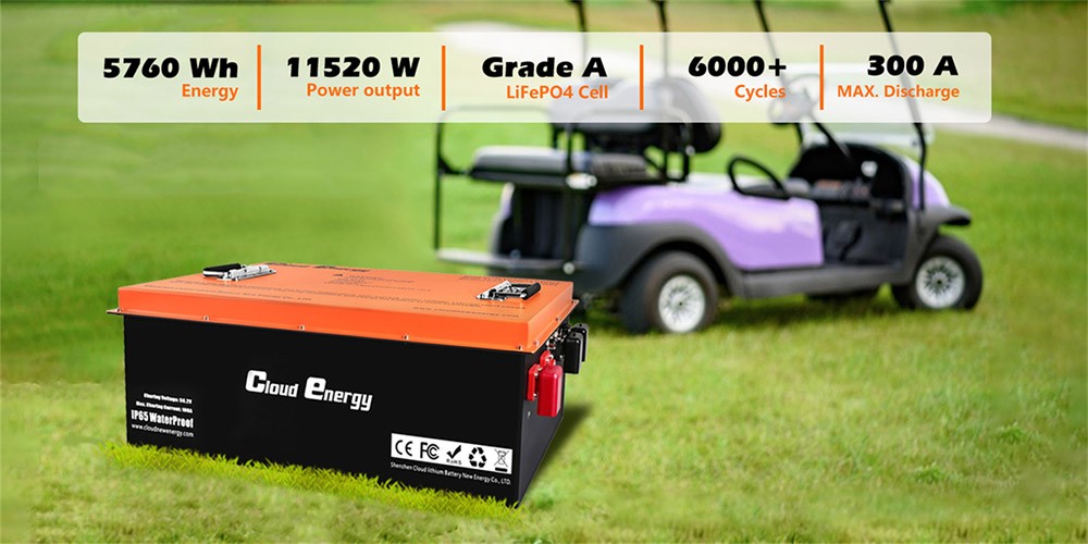 Cloudenergy 36V 150Ah LiFePO4 Deep Cycle Battery Pack, 5760Wh Energy, Built-in 300A BMS, 6000+ Cycles Life, for Golf Carts, RVs, Solar Energy Storage