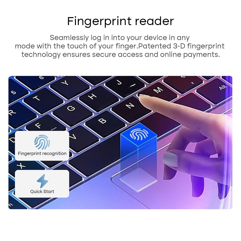 DERE R16 Air 16in Laptop Intel Celeron N4500 8GB LPDDR4 256GB SSD Windows 11 Pro Backlit Keyboard Fingerprint Unlock