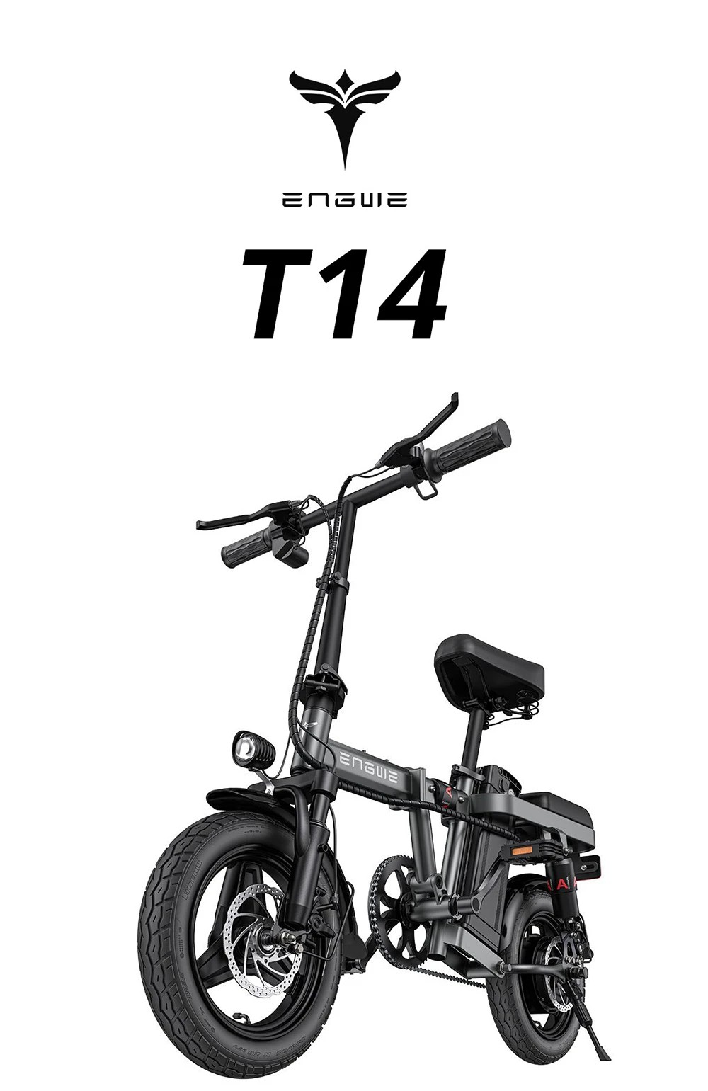 ENGWE T14 Folding Electric Bicycle 14 Inch Tire 250W Brushless Motor 48V 10Ah Battery 25km/h Max Speed - Grey
