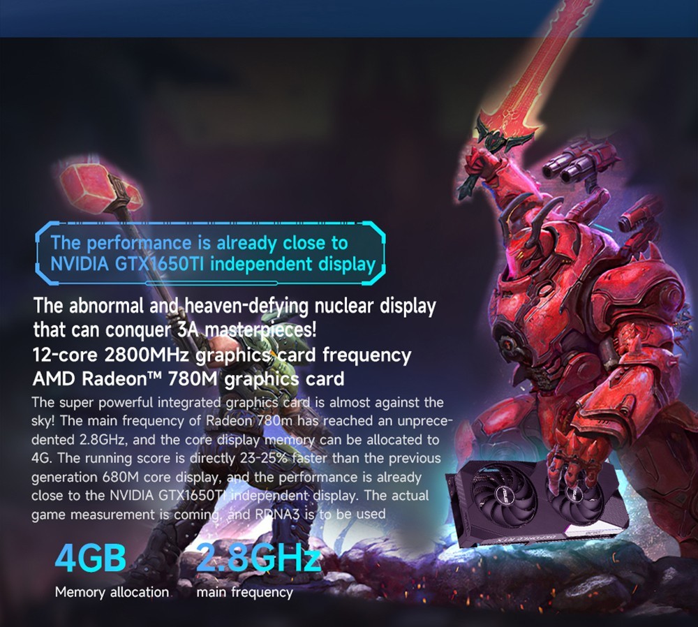 GMK K4 Mini PC AMD Ryzen 9 7940HS, 32GB DDR5 1TB SSD, Windows 11 Pro, Windows 11 Pro, WiFi 6, 4K Output - EU