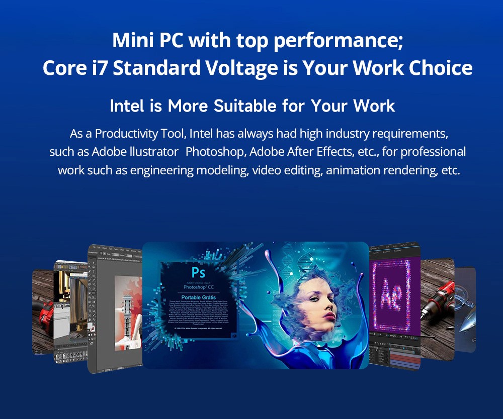 GMK M2 Mini PC 11th Generation Intel Core i7-11390H, 16GB DDR4 512GB SSD, Windows 11 Pro, WiFi 6, 4K Output - EU