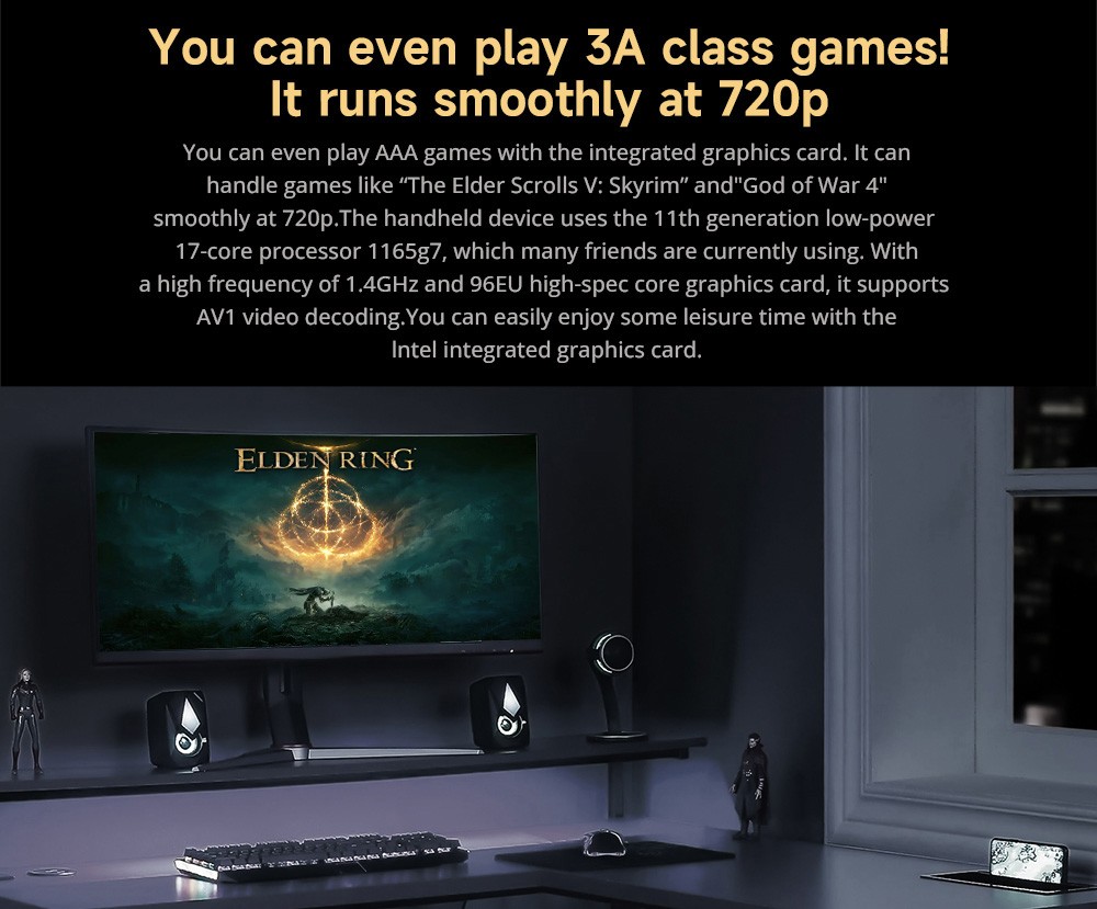 GMK M2 Mini PC 11th Generation Intel Core i7-11390H, 16GB DDR4 512GB SSD, Windows 11 Pro, WiFi 6, 4K Output - US