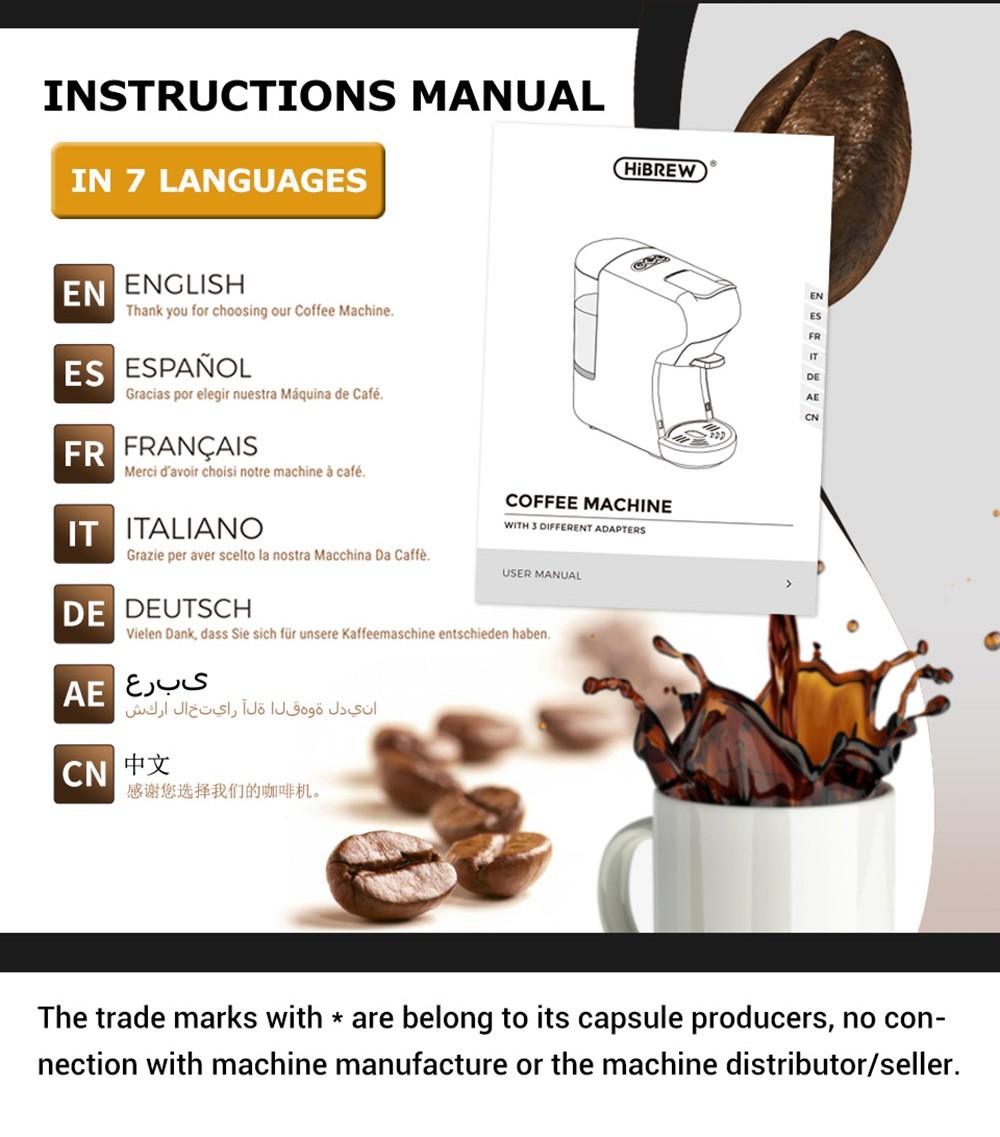 HiBREW H1A 4-in-1-Espressomaschine, kompatibel mit gemahlenem Dolce Gusto-Kaffee, weiß