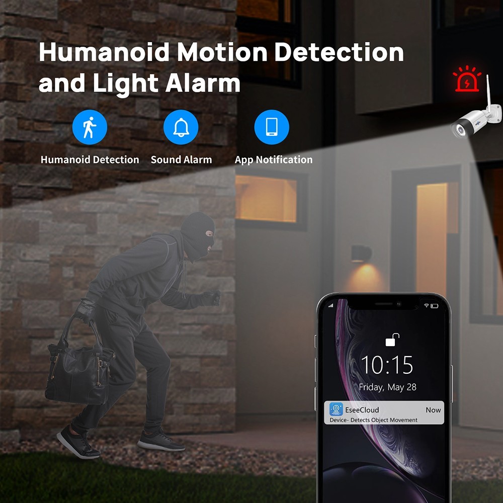 Hiseeu 5MP WiFi Security Camera System, 4K NVR, 1TB Hard Drive, Dual Wi-Fi, 2-Way Audio, Color Night Vision, Motion Alert, Work with Alexa, IP66 Waterproof