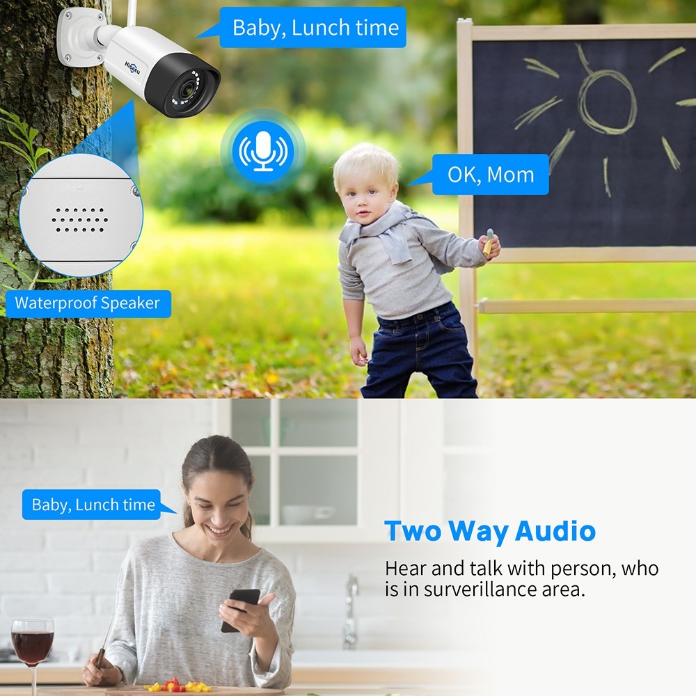 Hiseeu 5MP WiFi Security Camera System, 4K NVR, 1TB Hard Drive, Dual Wi-Fi, 2-Way Audio, Color Night Vision, Motion Alert, Work with Alexa, IP66 Waterproof