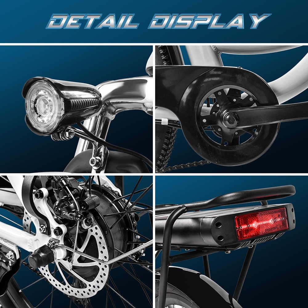 KAISDA K6C Electric City Bike 26 inch 36V 12.5Ah 350W Motor Shimano 7-speed E-bike Waterproof IP54 LED Light - White