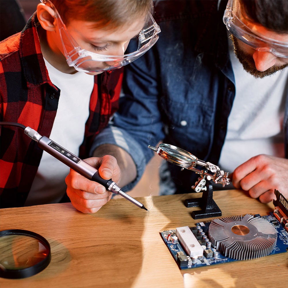 KAIWEETS KETS02 Smart Digital Soldering Iron Kit, 9-20V Operating Voltage, Precise Temperature Control, Sleep Mode, Child Lock, OLED Display Screen