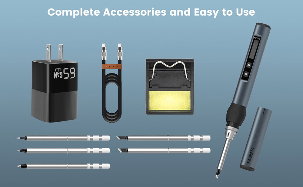 KAIWEETS KETS02 Smart Digital Soldering Iron Kit, 9-20V Operating Voltage, Precise Temperature Control, Sleep Mode, Child Lock, OLED Display Screen