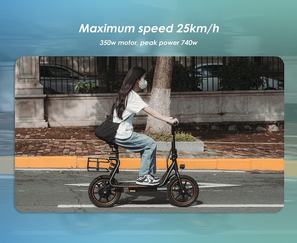 KuKirin C1 Electric Scooter with Basket 14*2.125in Off-road Pneumatic Tires 350W Motor 25km/h Max Speed 48V 15Ah Battery