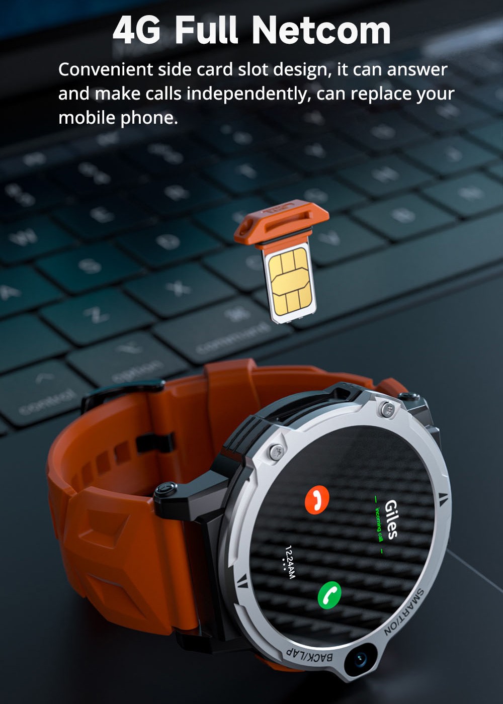 LOKMAT APPLLP 6 Pro 4G LTE Phone Watch, 3GB RAM 64GB ROM, Heart Rate Monitor, Support 2.4G WiFi, Beidou, GPS - Blue