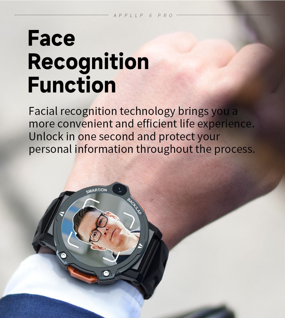 LOKMAT APPLLP 6 Pro 4G LTE Phone Watch, 3GB RAM 64GB ROM, Heart Rate Monitor, Support 2.4G WiFi, Beidou, GPS - Blue