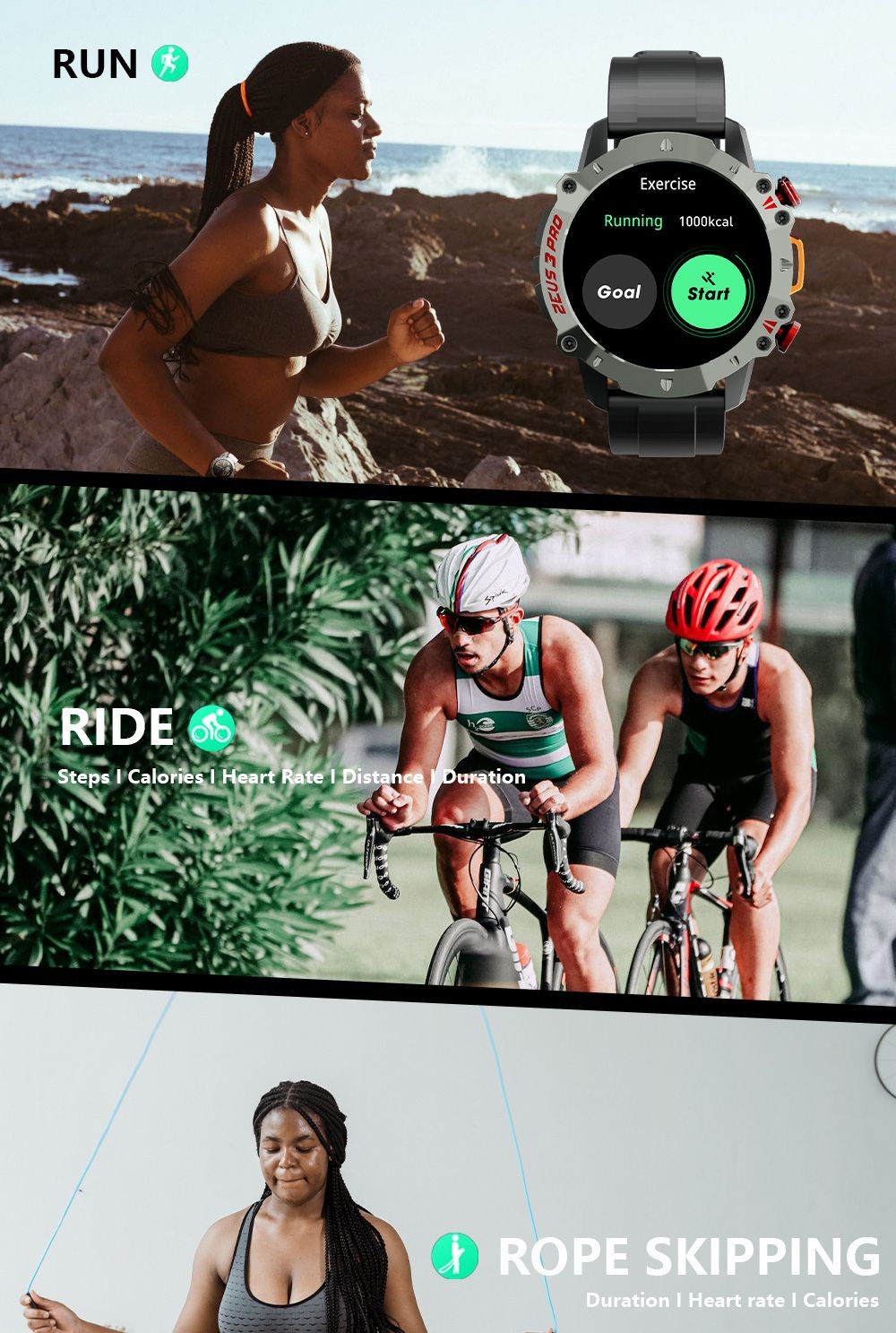 LOKMAT ZEUS 3 Pro Smartwatch 1.39 TFT Screen Heart Rate, Blood Pressure, SpO2 Monitor Bluetooth 5.1 - Green