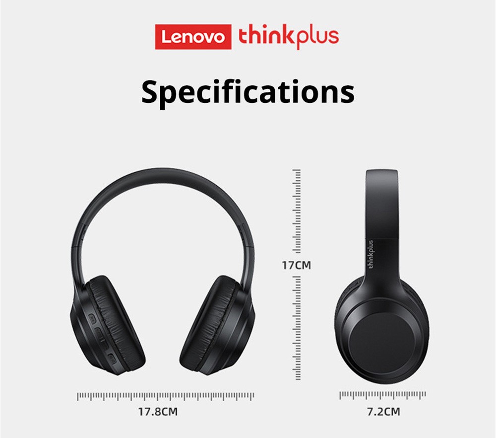 Lenovo TH10 Thinkplus Headset Bluetooth 5.0 12h Battery Life - Black