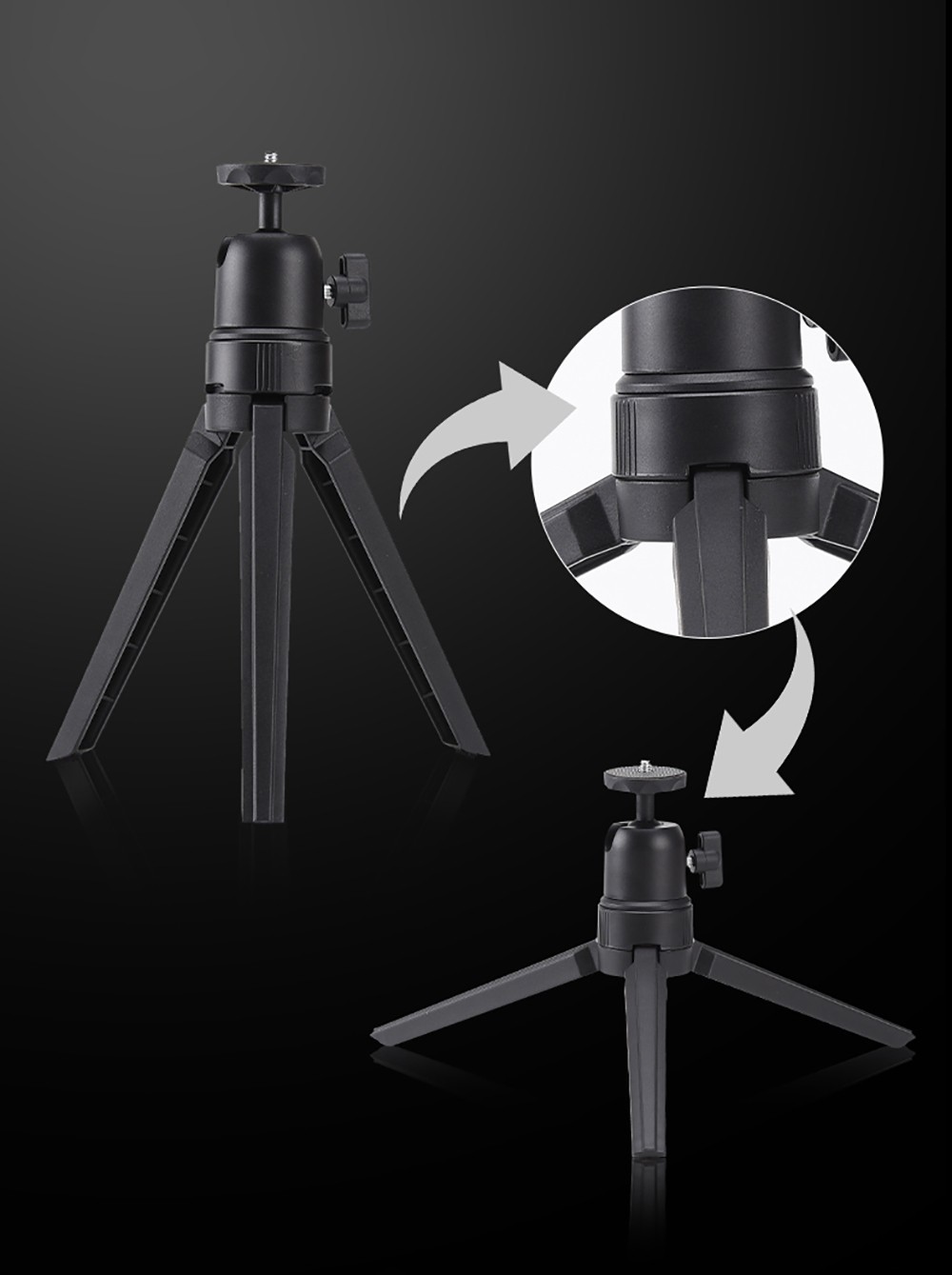 Mini Tripod 360 Degree Rotate 14-18cm Adjustable Height for Projector, Phone, and Camera