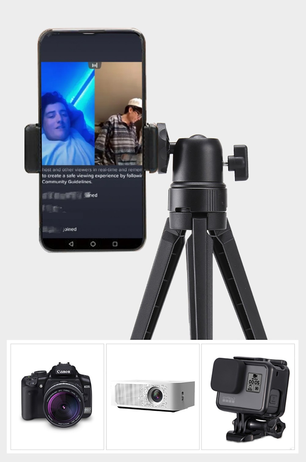 Mini Tripod 360 Degree Rotate 14-18cm Adjustable Height for Projector, Phone, and Camera