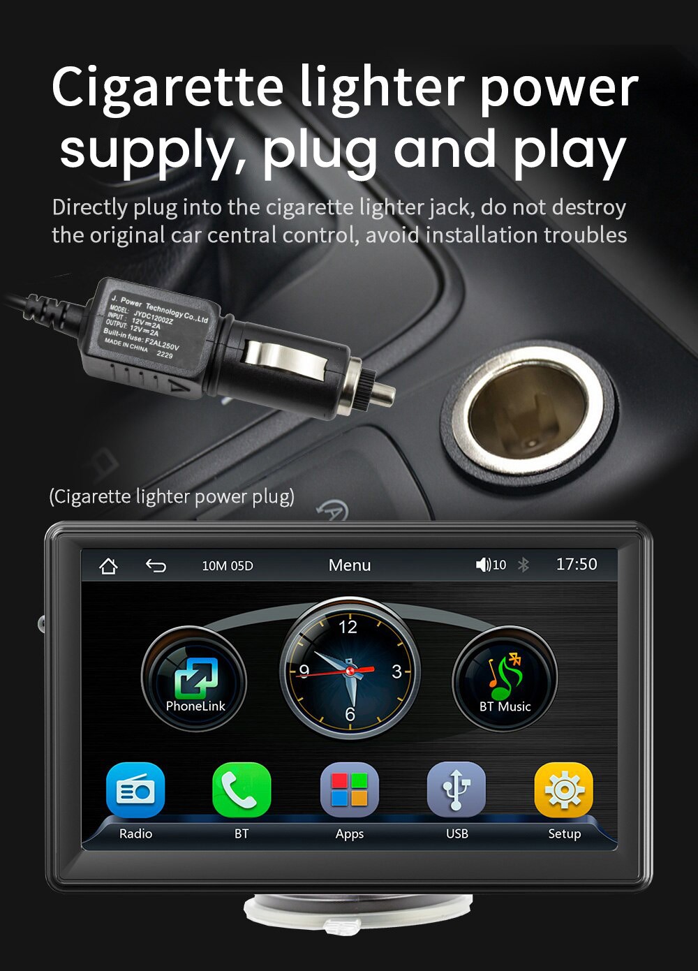 Portable Car MP5 Player FM Radio 7-inch Touch Screen, Support Bluetooth Music and Hands-free Calling