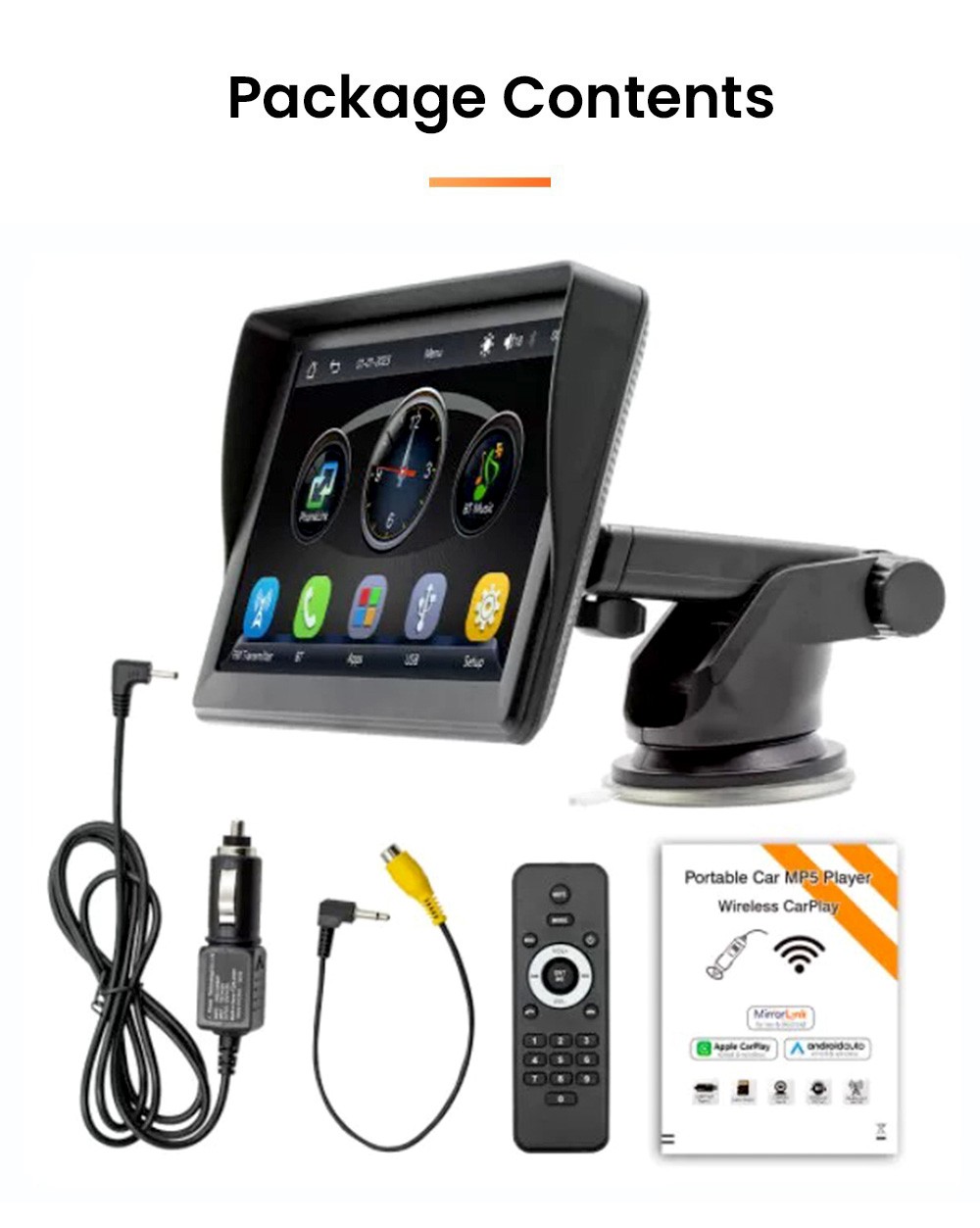 Portable Car MP5 Player FM Radio 7-inch Touch Screen, Support Bluetooth Music and Hands-free Calling