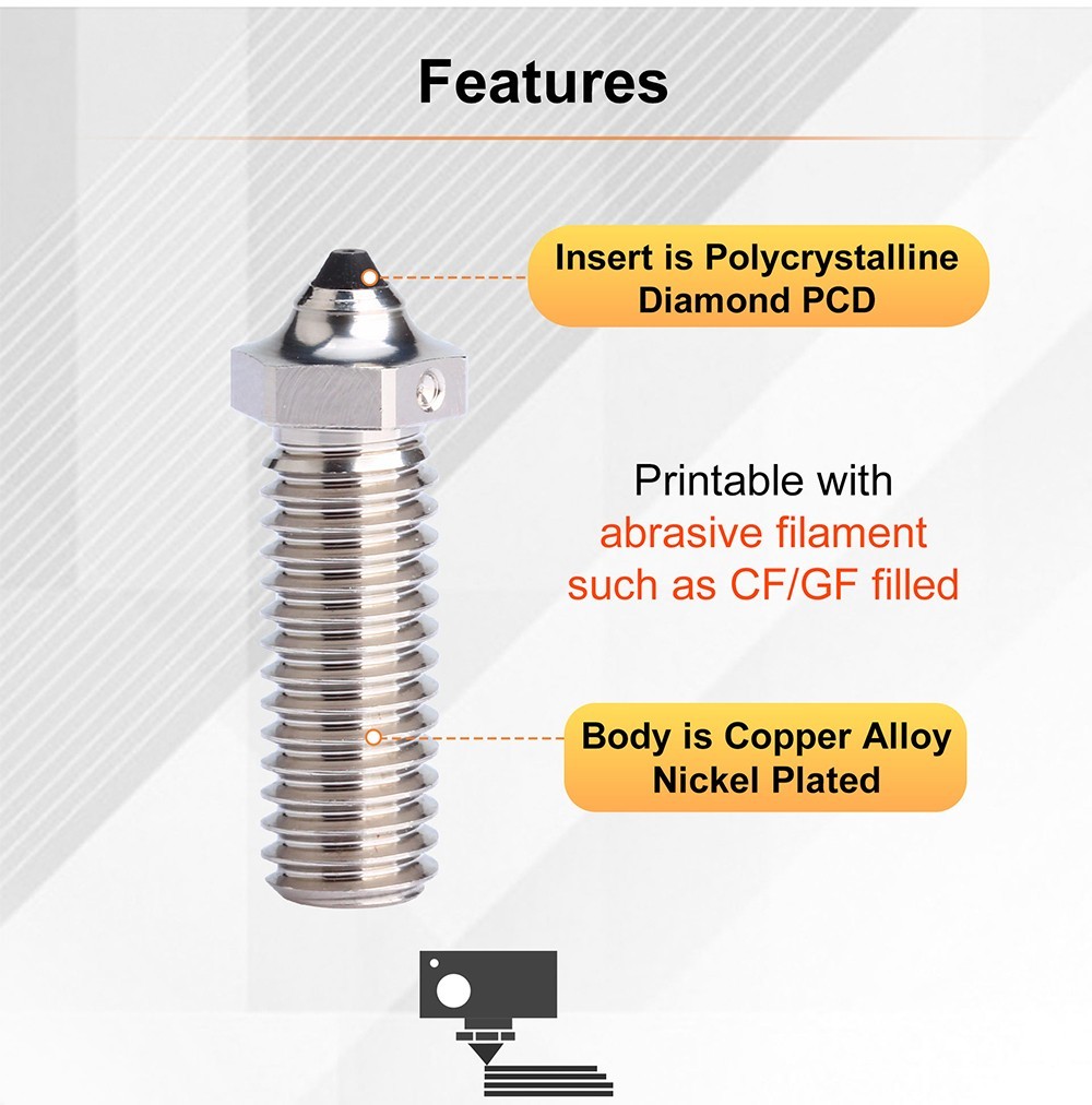 Trianglelab 0.4mm Volcano ZSD Diamond Copper Alloy Nozzle