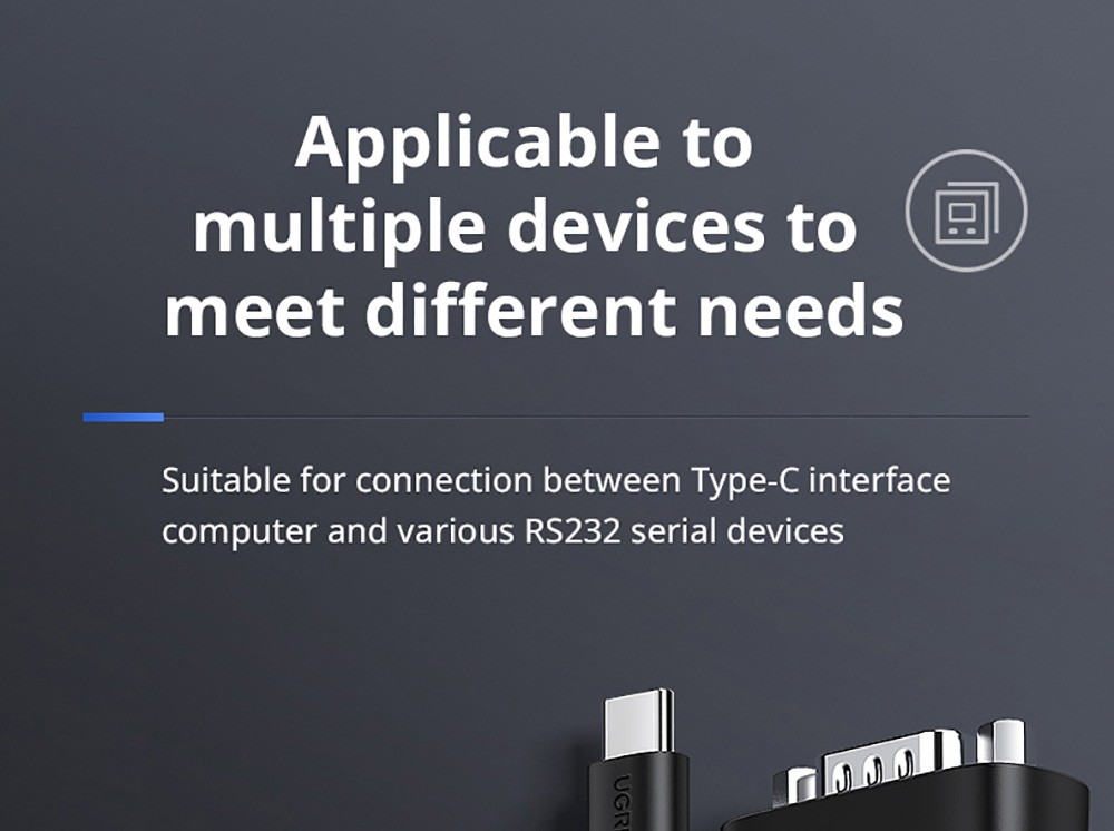 UGREEN Type-C to RS232 Male Cable 1.5m Support Mac OS, Windows