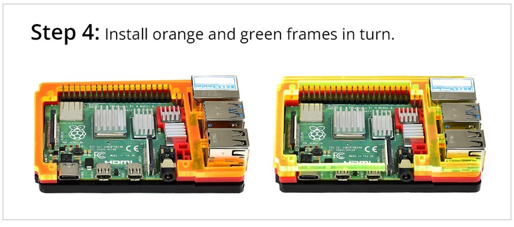 Waveshare PI4-CASE-A for Raspberry Pi 4th Generation B Acrylic Case Rainbow Shell with Cooling Fan