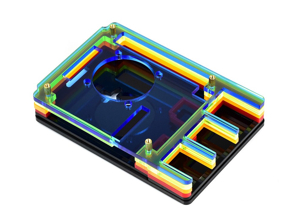 Waveshare PI4-CASE-A for Raspberry Pi 4th Generation B Acrylic Case Rainbow Shell with Cooling Fan