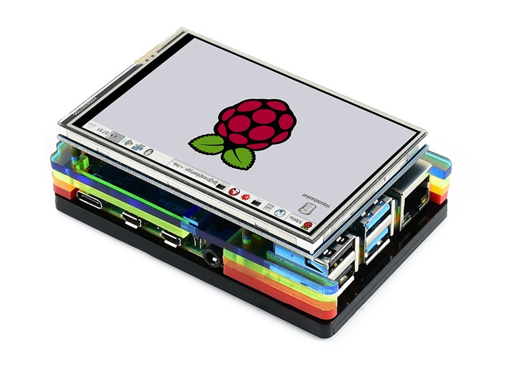 Waveshare PI4-CASE-A for Raspberry Pi 4th Generation B Acrylic Case Rainbow Shell with Cooling Fan