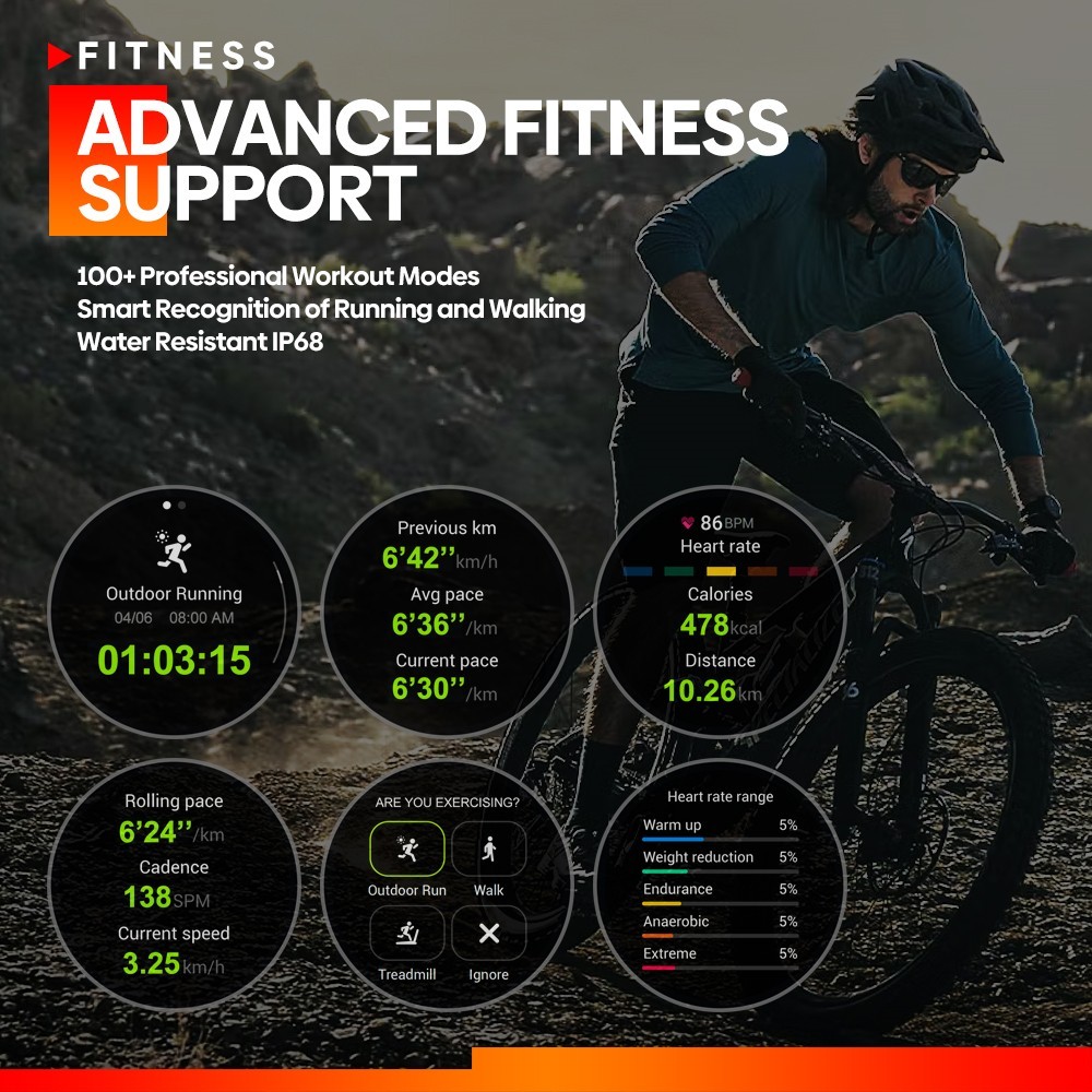 Zeblaze Stratos 3 GPS Smartwatch Voice Calling, 1.43in AMOLED Screen, 24h Health Monitor, Bluetooth 5.3 - Orange