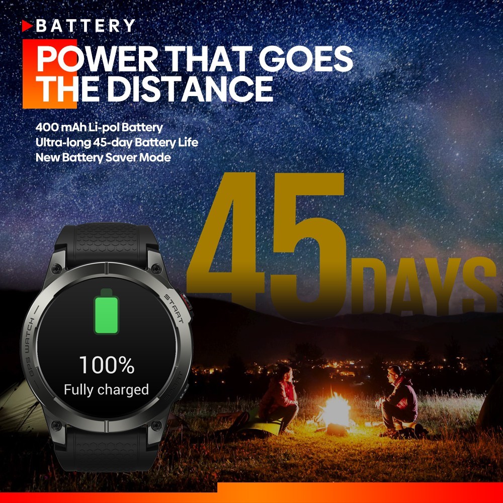 Zeblaze Stratos 3 GPS Smartwatch Voice Calling, 1.43in AMOLED Screen, 24h Health Monitor, Bluetooth 5.3 - Orange