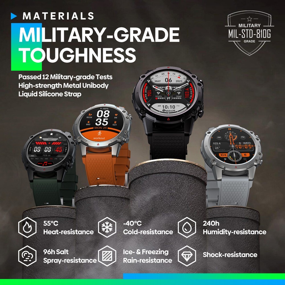 Zeblaze Vibe 7 Lite Smartwatch Voice Calling, 1.47in IPS Color Screen, 24h Health Monitor, Bluetooth 5.2 - Black