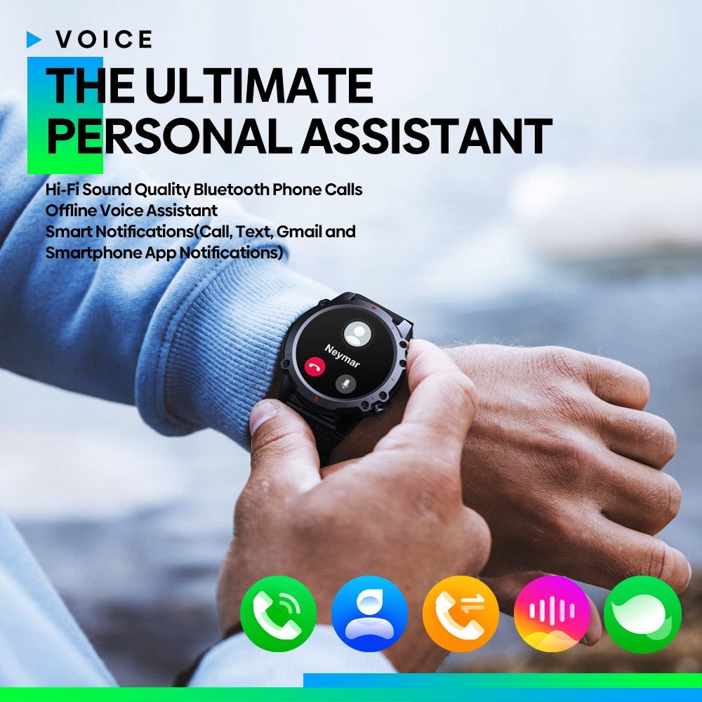 Zeblaze Vibe 7 Lite Smartwatch Voice Calling, 1.47in IPS Color Screen, 24h Health Monitor, Bluetooth 5.2 - Black
