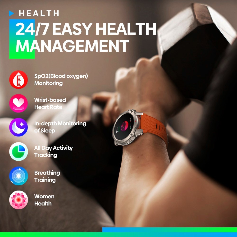 Zeblaze Vibe 7 Lite Smartwatch Voice Calling, 1.47in IPS Color Screen, 24h Health Monitor, Bluetooth 5.2 - Black