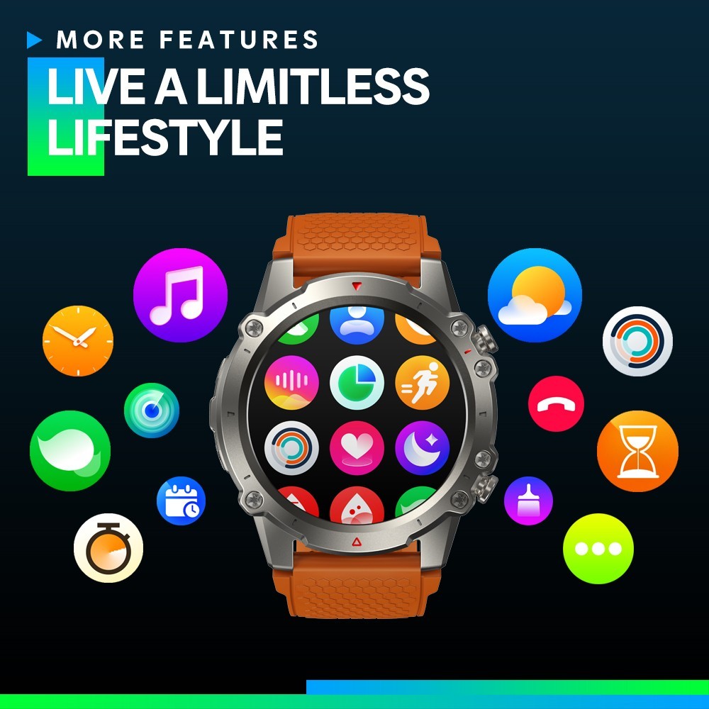 Zeblaze Vibe 7 Lite Smartwatch Voice Calling, 1.47in IPS Color Screen, 24h Health Monitor, Bluetooth 5.2 - Black