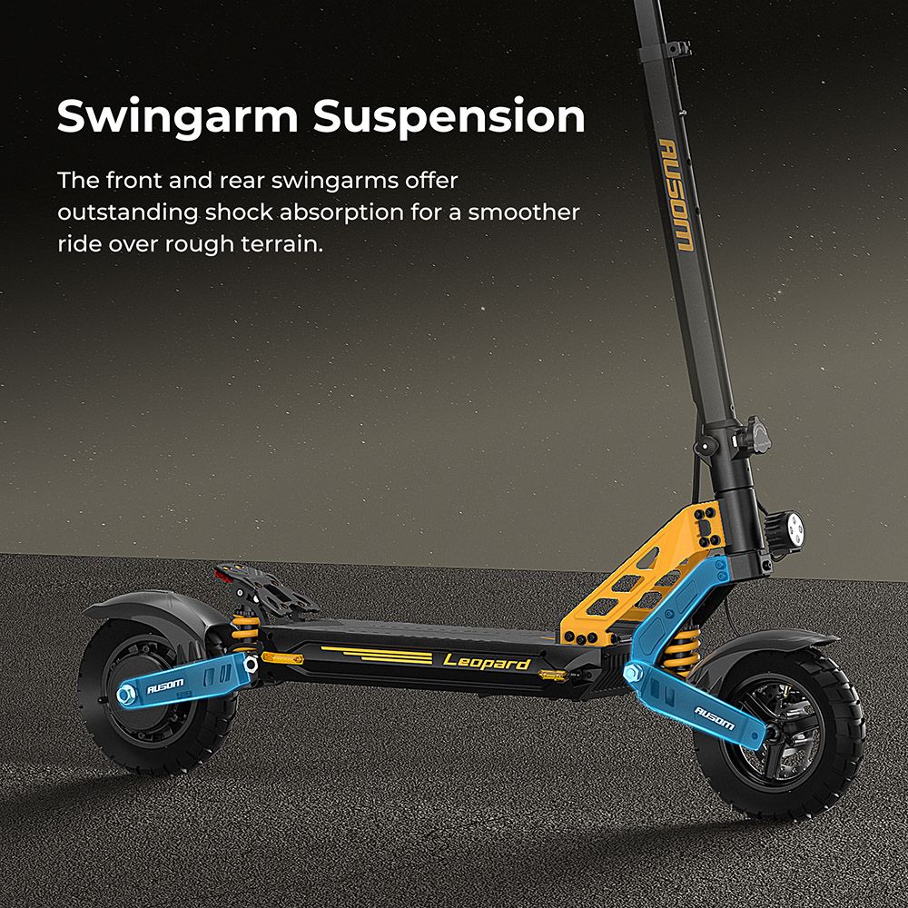 Ausom Leopard Off-Road Electric Scooter, 1000W Motor 34mph Max Speed 20.8Ah Battery 52 Miles Range, with LCD Display and Detachable Seat