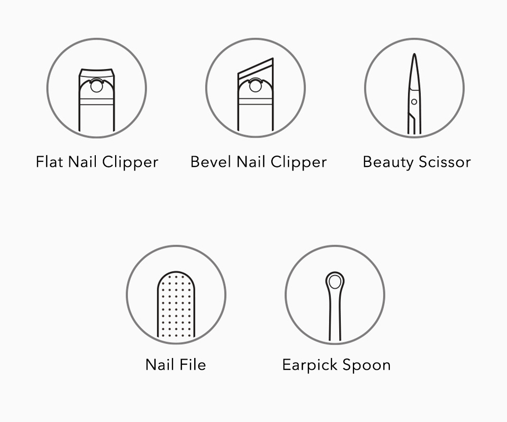 Xiaomi Mijia Portable 5PCS Stainless Steel Nail Clippers Set - White